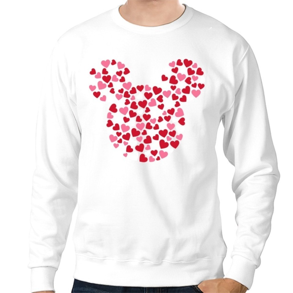 Disney Mickey Mouse Icon Pink Hearts Valentine_s Day Sweatshirt